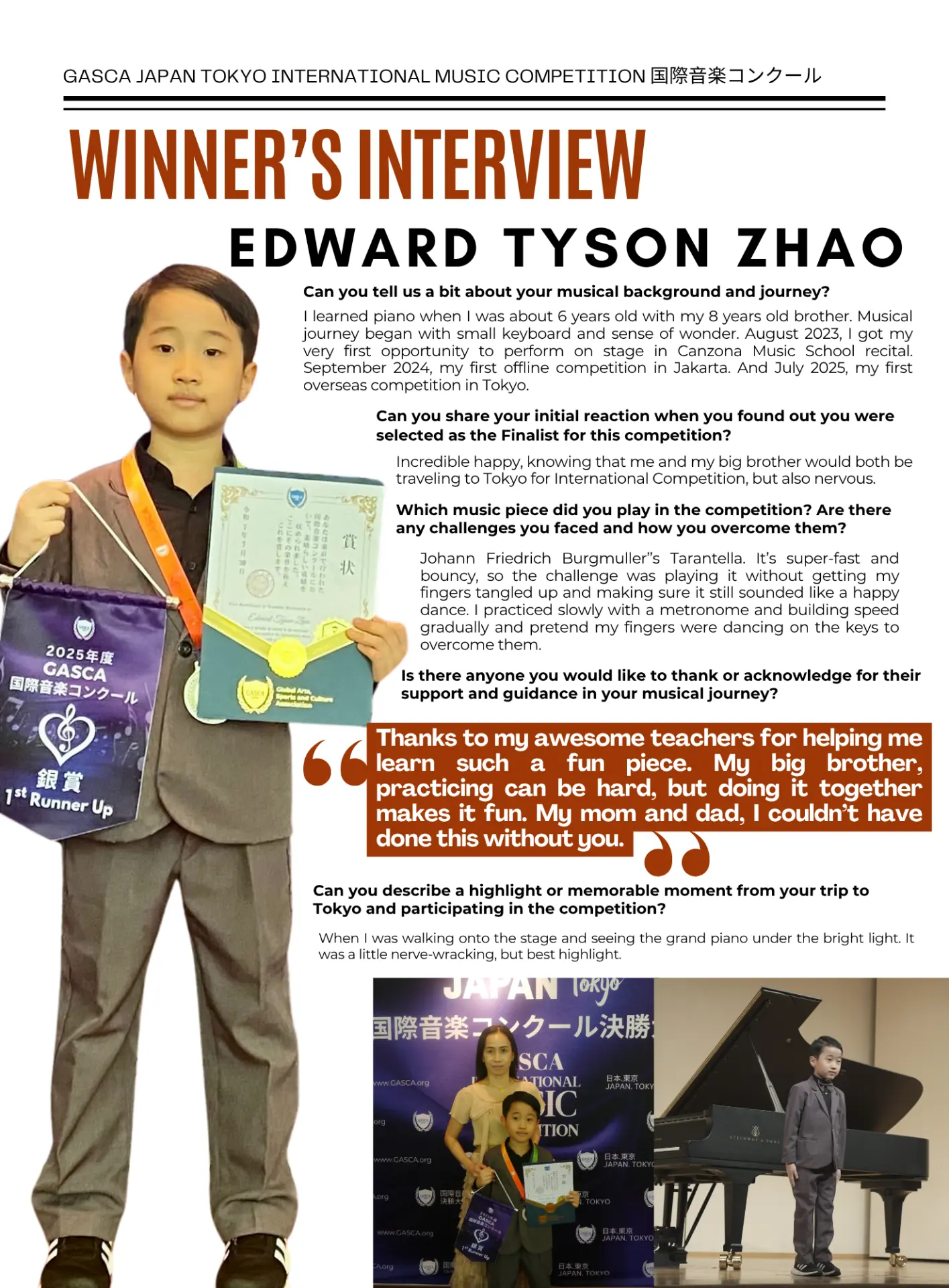 Winner interview with Edward Tyson Zhao, GASCA Tokyo 1st Runner-up