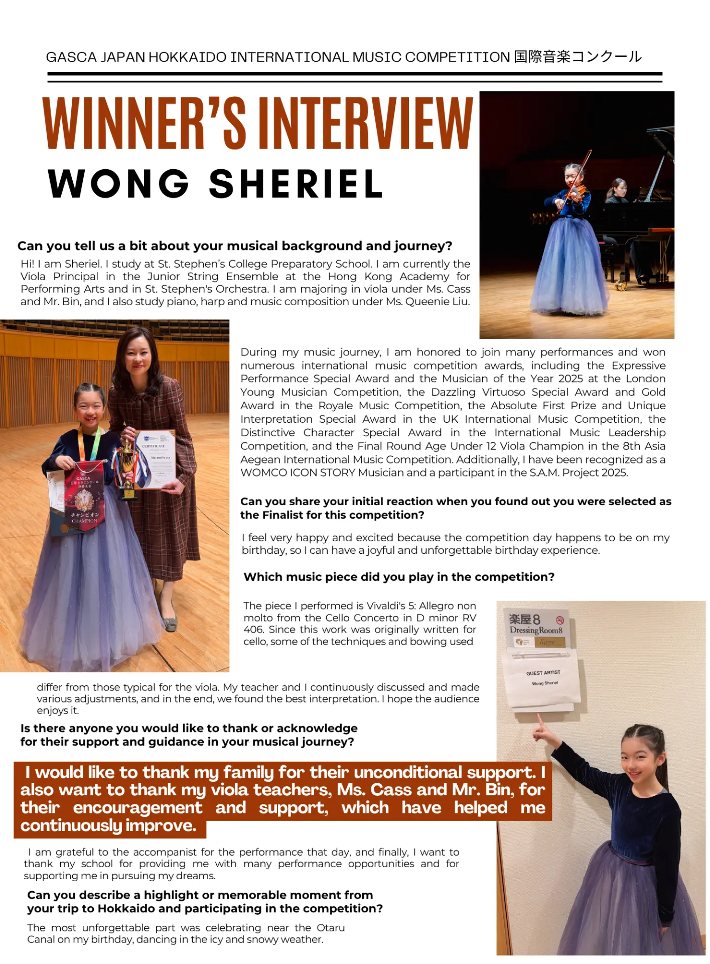 Winner interview with Wong Sheriel, GASCA Hokkaido viola champion