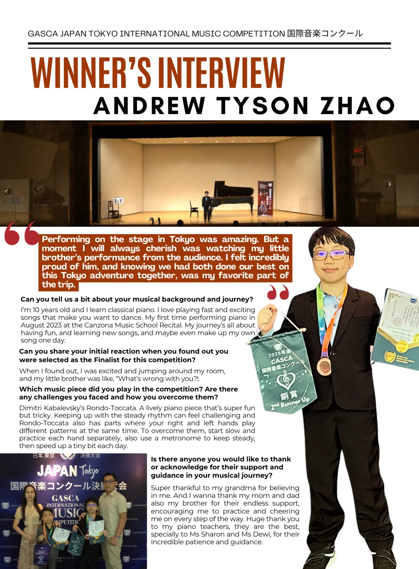 Winner interview with Andrew Tyson Zhao, GASCA Tokyo 2nd Runner-up