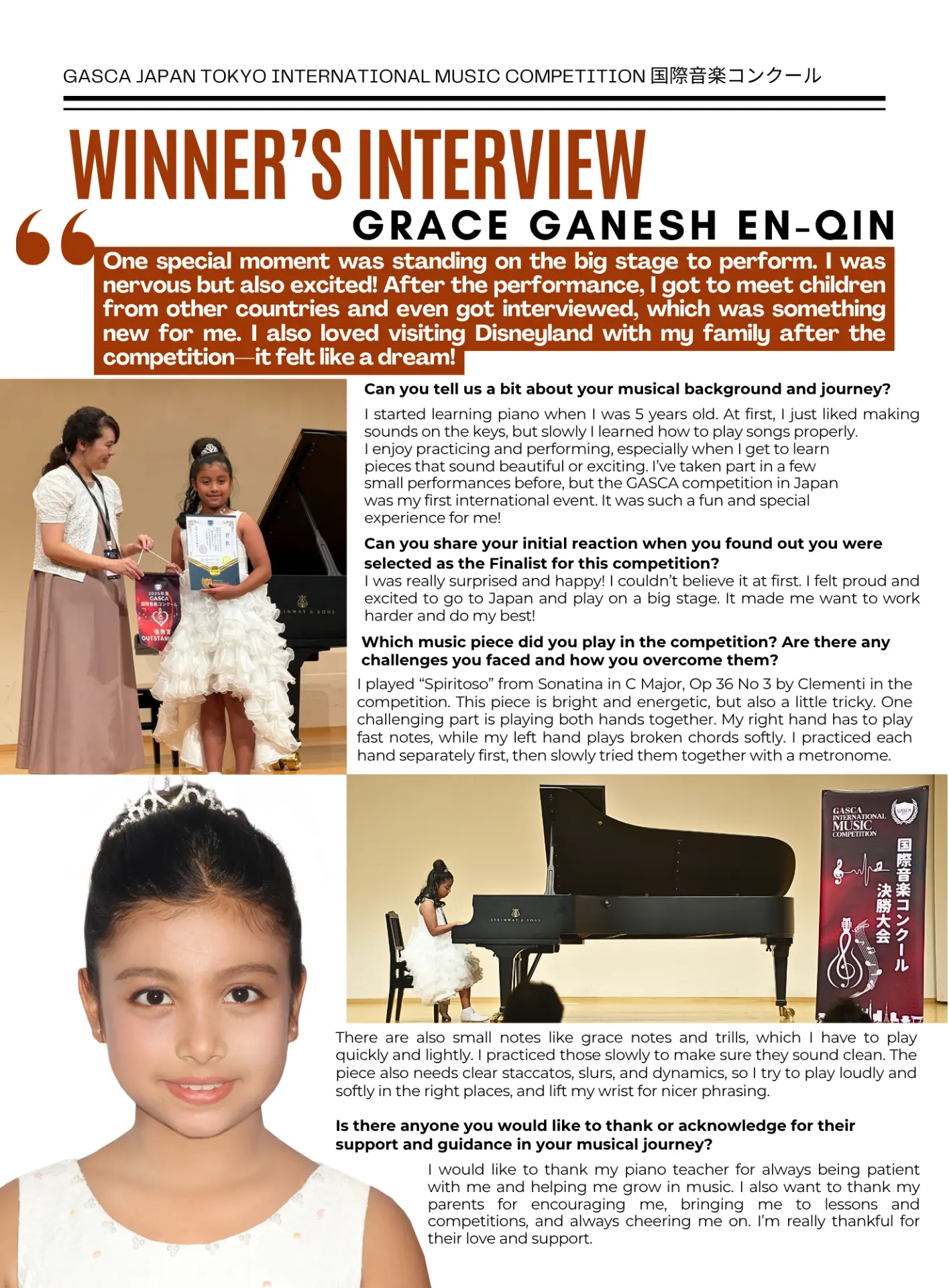 Winner interview with Grace Ganesh En-Qin, GASCA Tokyo finalist