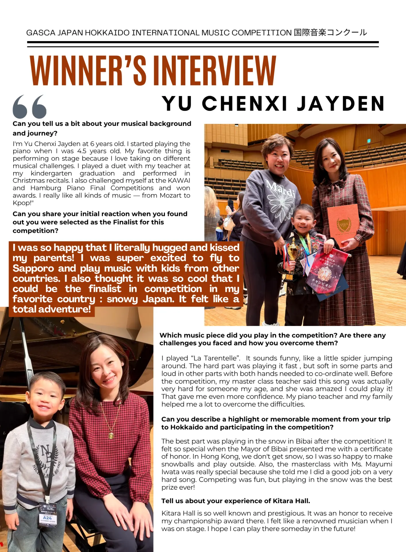 Winner interview with Yu Chenxi Jayden, GASCA Hokkaido champion