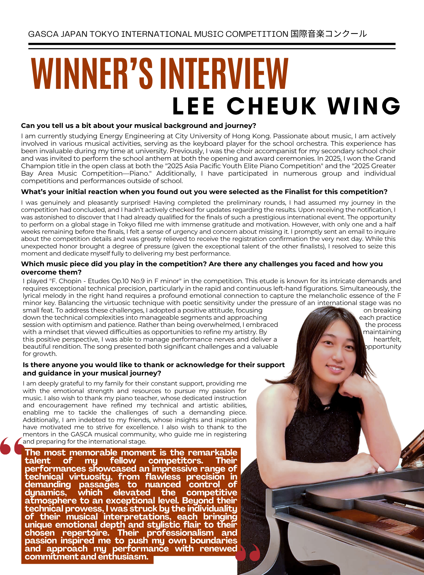 Winner interview with Lee Cheuk Wing, GASCA Tokyo finalist