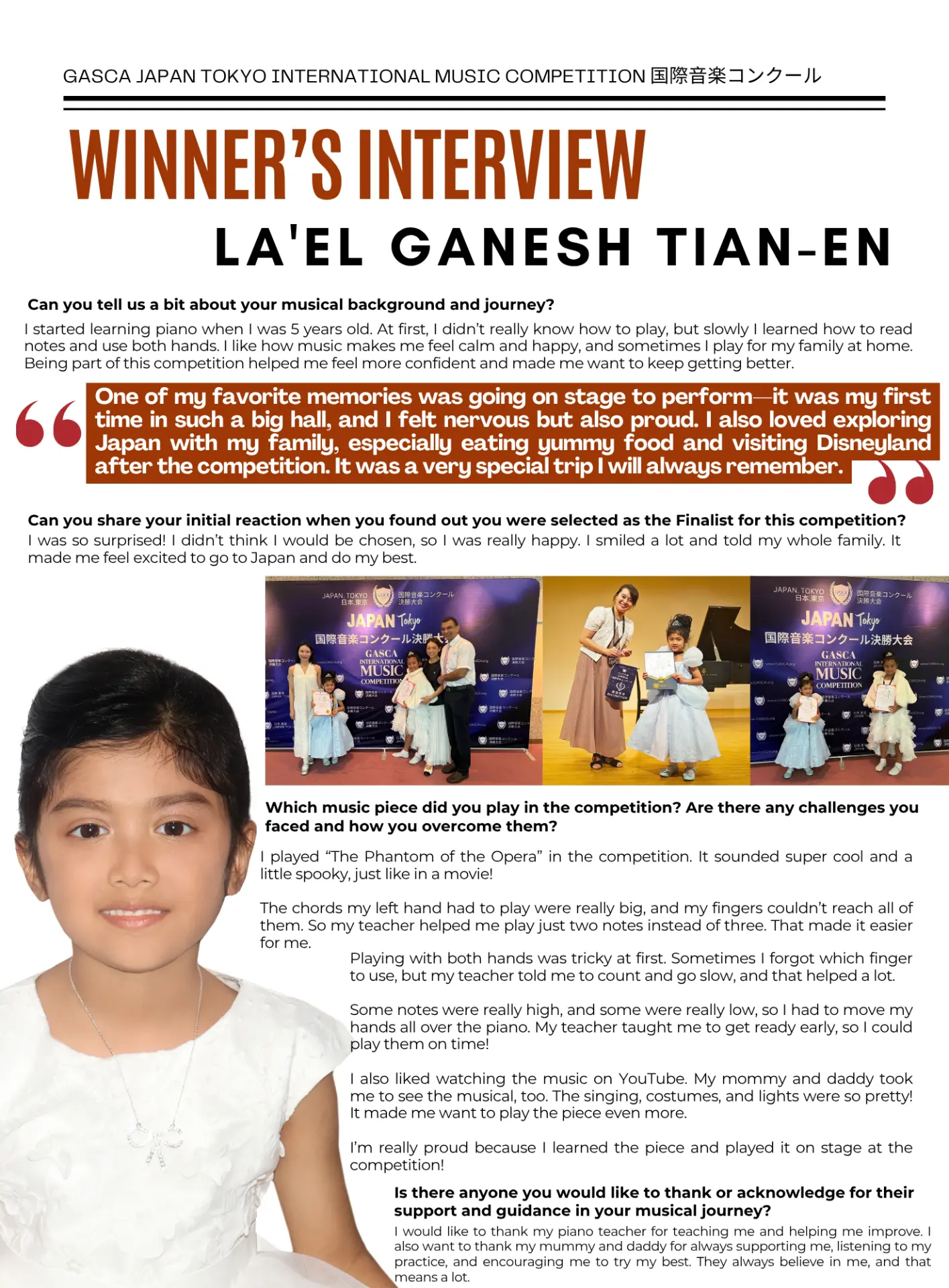 Winner interview with La'el Ganesh Tian-En, GASCA Tokyo finalist