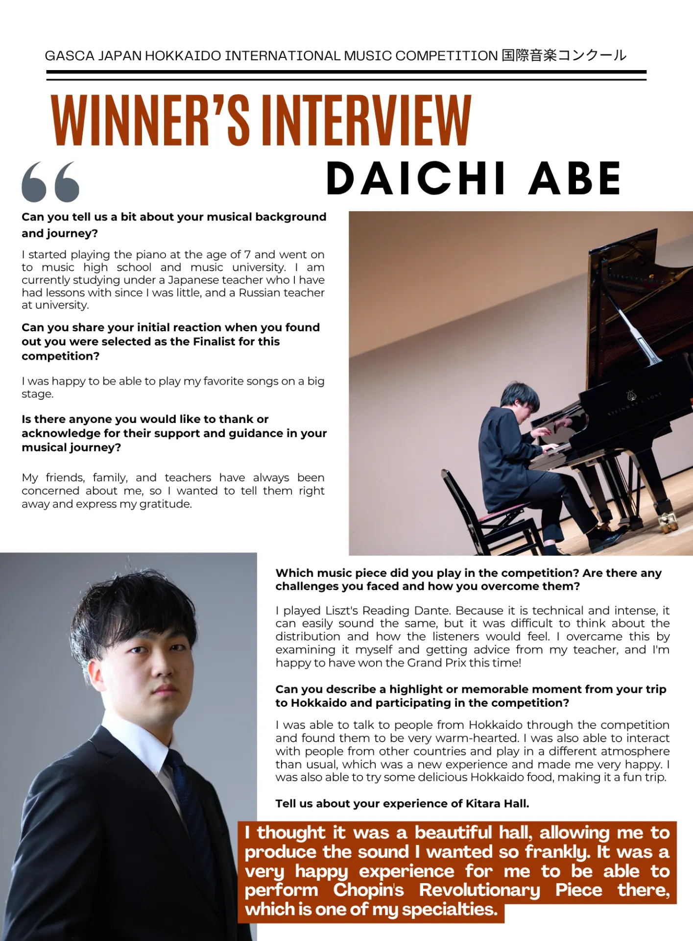 Winner interview with Daichi Abe, GASCA Hokkaido Grand Prix winner